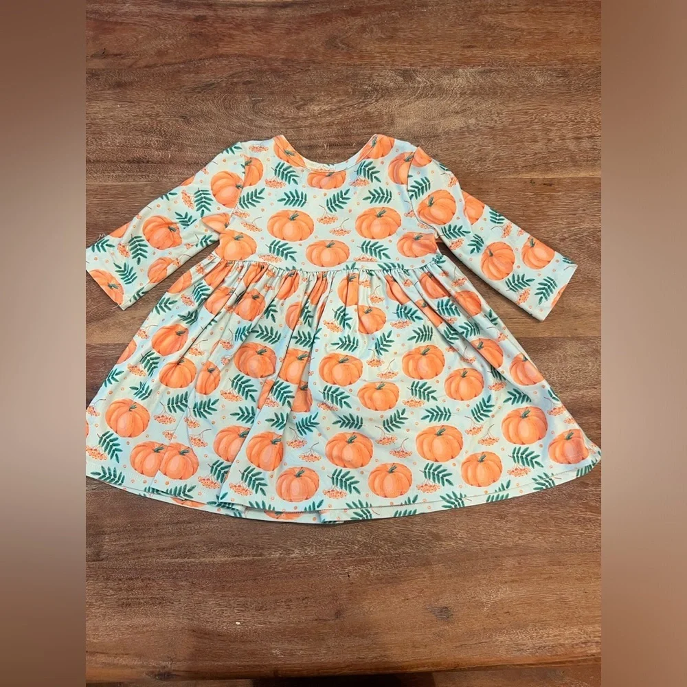 Sugar Bee Pumpkins on‎ Mint Twirl Dress size 12 months